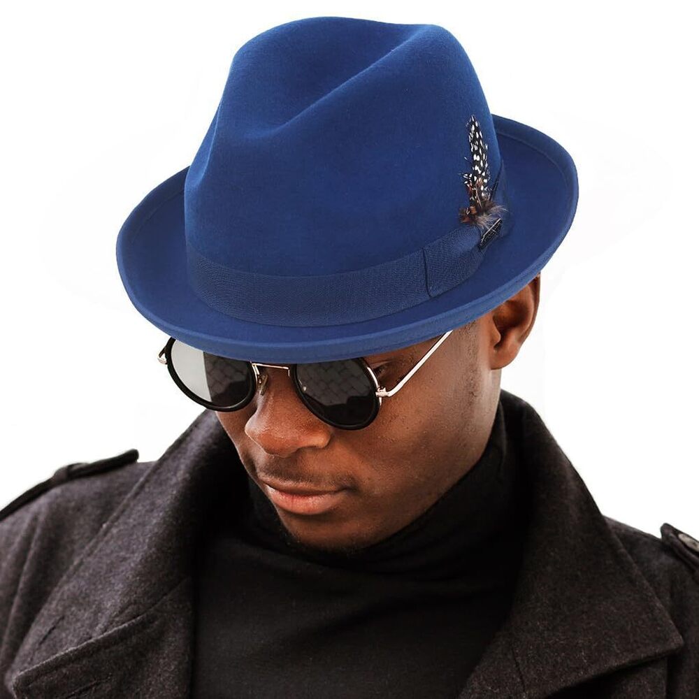 8364 Wool Fedora Hats Short Brim Felt Bowler Hat